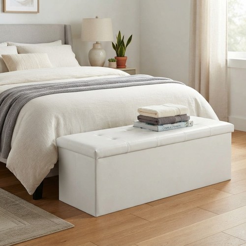 Cream faux leather folding - cream,