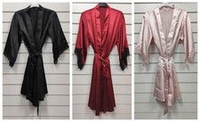 BOUX AVENUE LADIES RED PINK BLACK SATIN DRESSING GOWN ROBE UK SIZES 10, 12