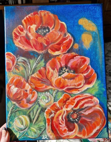 Poppy oil painting - oil,
