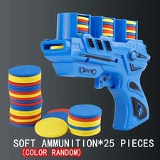Foam Disc Space Launcher Zip Shot Shooter Saucer 3 magazine auto  flyer toy gun