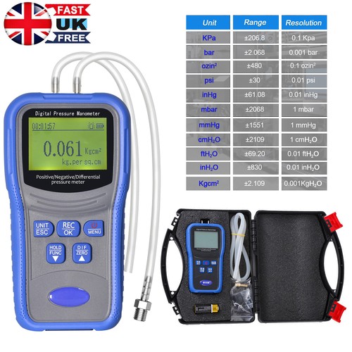 Digital manometer with - manometer, backlit