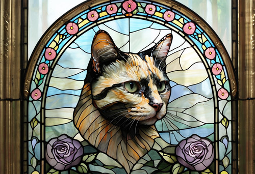 Tortoiseshell cat faux stained - tortoiseshell,