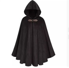 Medieval Hooded Cloak Suede