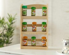 Wooden Spice Rack 3 Tier Kitchen Storage Display Unit Herb Organizer Holder Home