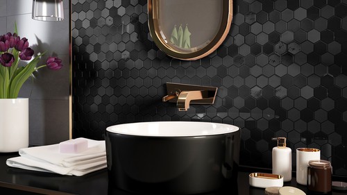 Unique hexagon mosaic - hexagon, blue
