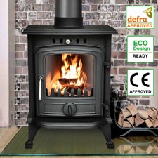 5KW MultiFuel Stove Wood Burning Cast Iron Woodburner Defra Eco Design Ready