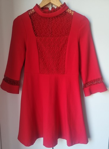 Zara basic red lace skater - red,