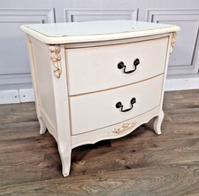 Antique French Style Drawers Bedside Cabinet Chest – Cream Painted – Shabby Chic