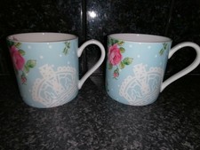 Royal Albert Polka Blue Design mugs x 2 