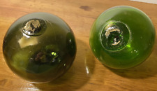 2 Vintage Green Handblown