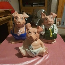 NatWest Piggy Banks Pigs wade england x3 all complete with stoppers 