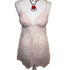 Secret Treasures Size Small Babydoll Vintage Pink Lace Fairy Lingerie Sheer Cami