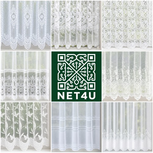 Traditional white net curtains - white,