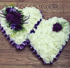 Double Solid Heart Artificial Silk Funeral Flower Wreath Floral Tribute Memorial