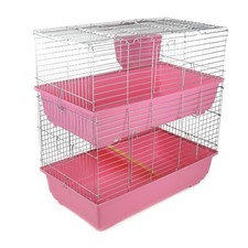 Rabbit Guinea Pig Cage Large Indoor 100cm 2-Tier Pink Base Little Friends