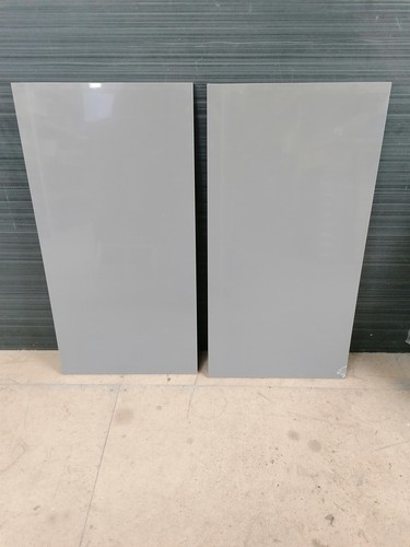 Grey gloss slab kitchen - grey,