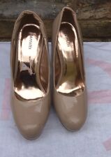 Ladies Girls Nude Patent Barratts Shoes Heels Size 8
