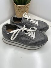 Zara Kids Girls Grey Felt Lace Up Platform Heel Trainers Size 32 Uk 13