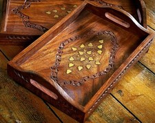 Small solid wood serving tray
