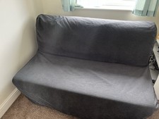 IKEA LYCKSELE LÖVÅS Sofa Bed 2-Seat, Bed Frame, Dark Grey Mattress Cover