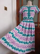 Vtg original 40s 50s floral Tea Dress Size 6 8 matching belt by A 'Harem' Model