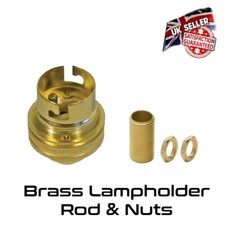 Brass Lamp Holder UN Switched 1/2" Bayonet BC Bulb Holder & Threaded Rod  *UK*