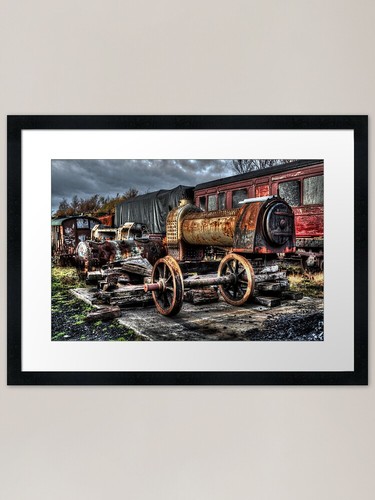 Railway yard framed art print - railway,