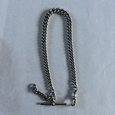 Fine antique Sterling Silver Albert watch chain Lion on each link 32cm