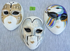 Venetian Style Wall Hanging MASKS x 3 - Ceramic Height 9.4cm - Great Condition