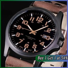 Men's Military Leather Date Quartz Analog Army Casual Dress Wrist Watches Gifts