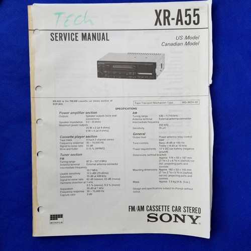Sony a55 service manual - sony, xr-a55