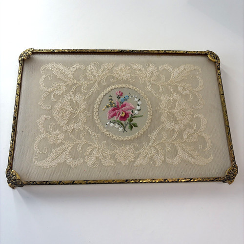 Vintage lace inset glass - vintage,