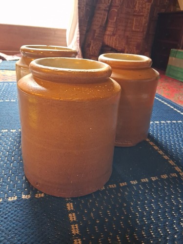 Large vintage stoneware pots - stoneware,