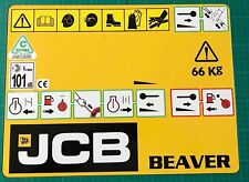 JCB HYDRAULIC BREAKER FRONT PANNEL  YELLOW STICKER DECAL BEAVER 