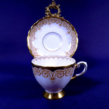 Vintage Tuscan China Pale Pink Gold Pedestal Cup and Saucer