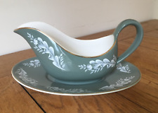 Vintage Lord Nelson Pottery Gravy Boat Sage Green White Leaf Elijah Cotton
