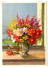Vintage Floral Postcard from Switzerland 5 7/8" x 4 1/8" Stehli Collection