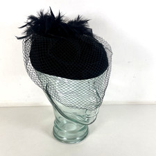 Vintage Black Velvet Pillbox