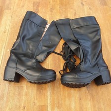 Goth N Rock Black Lace Up Gothic Boots Size 4 / 37