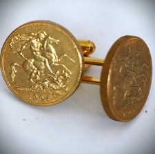 Unique Cufflinks with gold England sovereign  24 carat gold plated 20,52gams