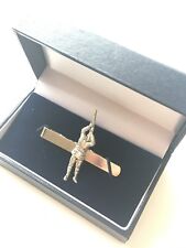 Personalised Clay Pigeon Shooter hand made from English Pewter Tie Slide (N384)