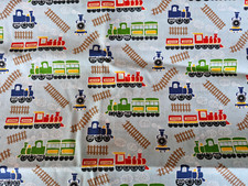 Polycotton fabric material poly cotton - Poplin - crafts - sewing - Trains