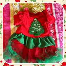 Cabbage Patch Compatible Doll Dress Christmas 🎄 Outfit Green And Red Tree Dress