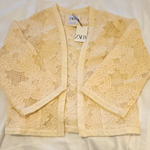 Zara women cream floral lace - women's,