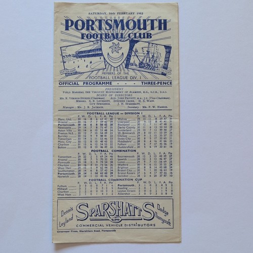 Portsmouth fulham 1951 1952 - portsmouth, v