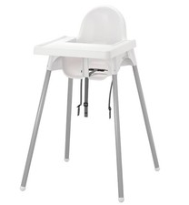 White High Chair with Tray, plus brand new, unused additional tray -White