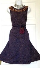 FAT FACE EMBROIDERED NECKLINE TASSEL WAIST PARTY DRESS SIZE 16