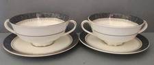 VINTAGE ROYAL DOULTON  SHERBROOKE H5009 SOUP COUPES BOWLS & SAUCERS X 2 (24U)