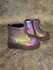 Children's Size 7 Next Boots Zip Rainbow Metallic Unicorn Winter Girls Wellies