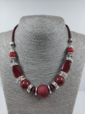 Silver & Red Tones Beaded Bead